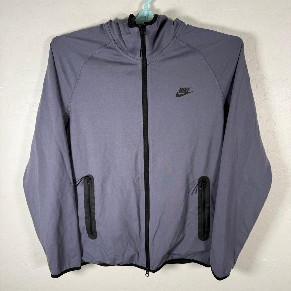 Nike Hoodie Mens Medium Gray Carbon Tech Lightweight Full Zip Stretch - Picture 1 of 10